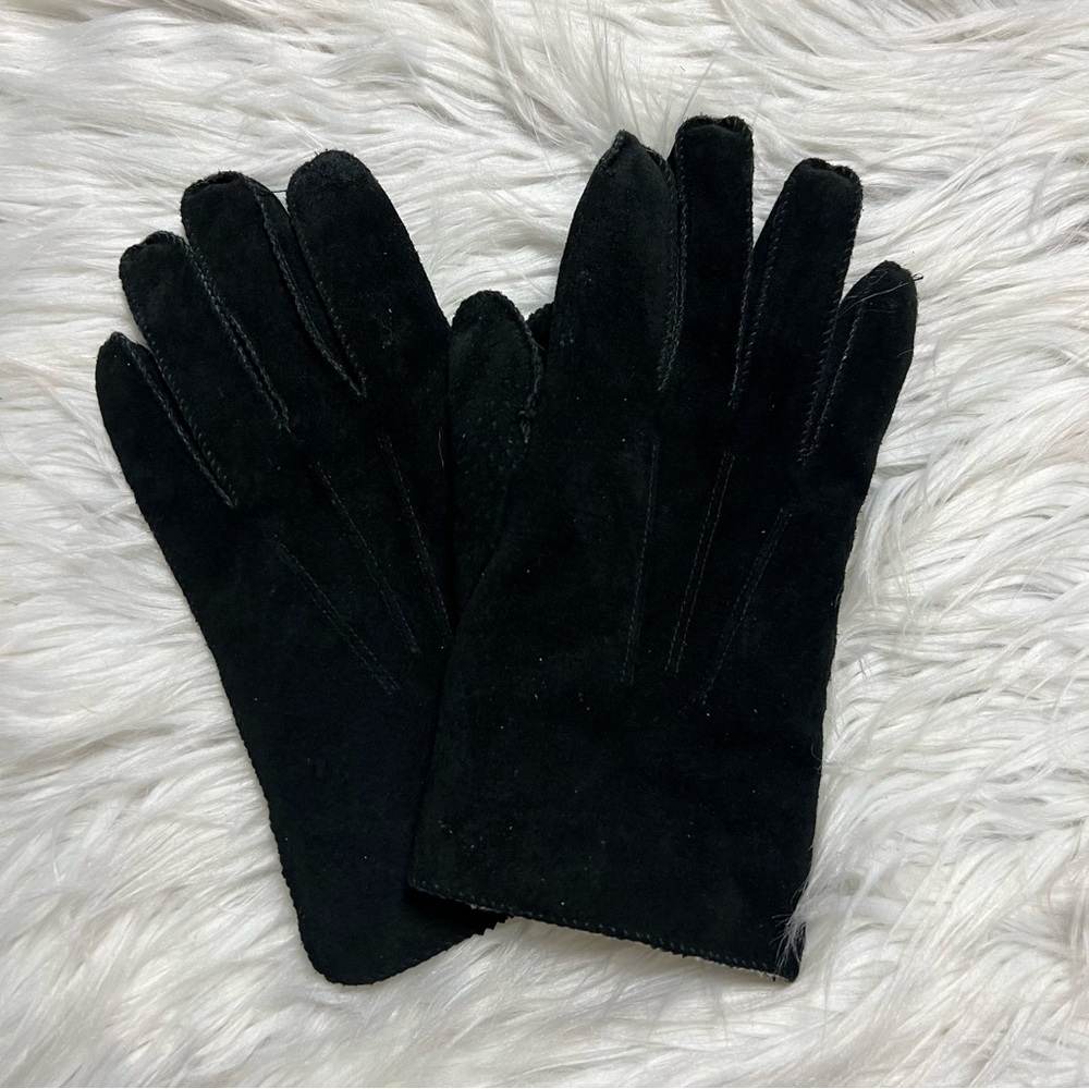 Black leather driving gloves for men